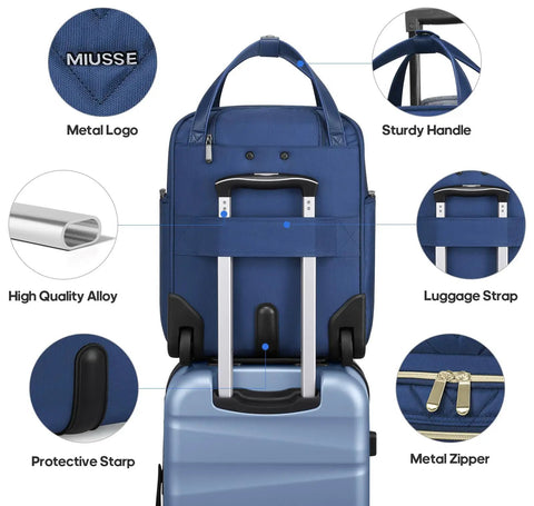 Underseat 16-Inch Carry-On Luggage With Wheels, Softside Rolling Travel Bag for Men and Women with detailed features