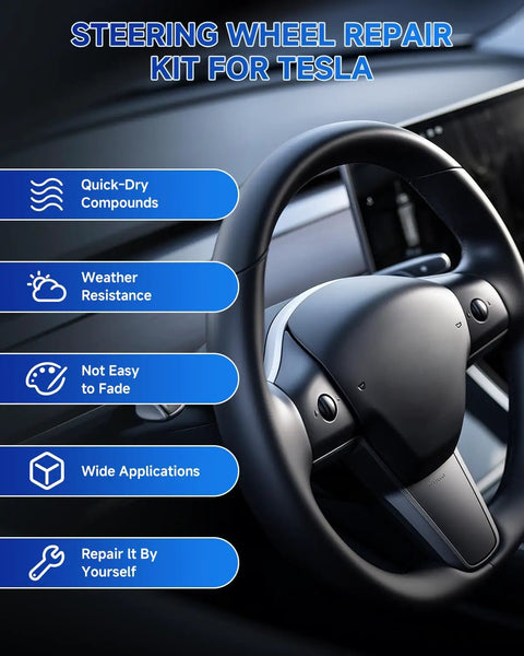 Tesla Steering Wheel Repair Kit 8 Piece Leather And Vinyl Restorer For Model 3 Y S X DIY Fix For Tears Scratches Worn Spots And Color Fading