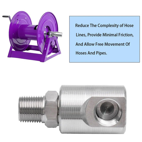 One Half Inch NPT Hose Reel Swivel With Grease Zerk Rugged Beefy High Pressure Joint For Home And Industrial Hose Reels Built Tough To Take A Beating In Harsh Environments With Smooth 360 Degree Rotation, steel hose reel swivel