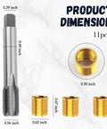 Spark Plug Thread Repair Kit With M16x1.25 Tap And 10 M14x1.25 Thread Inserts, shown with measurements and components.