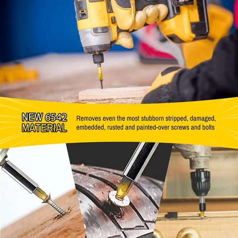 Heavy Duty Screw Extractor Set With Titanium HSS 6542 Bits for getting rid of broken bolts, rusted screws, and stripped nuts