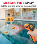 2-In-1 Infrared Thermometer Gun With Laser And Meat Thermometer Digital, measuring pool water temperature with display
