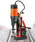 Powerful 110V Portable Magnetic Drill Press Beast With Multi Speed 200 to 750 RPM, designed for precision metalworking on steel.