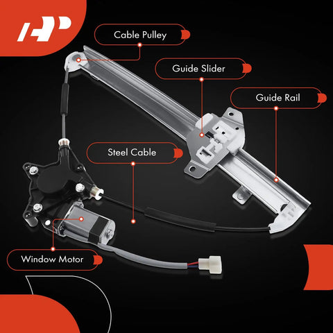 Front Driver Side Power Window Regulator With 2 Pin Motor Fits Chevrolet Spark 13 To 16 Hatchback components overview showing motor and cable.