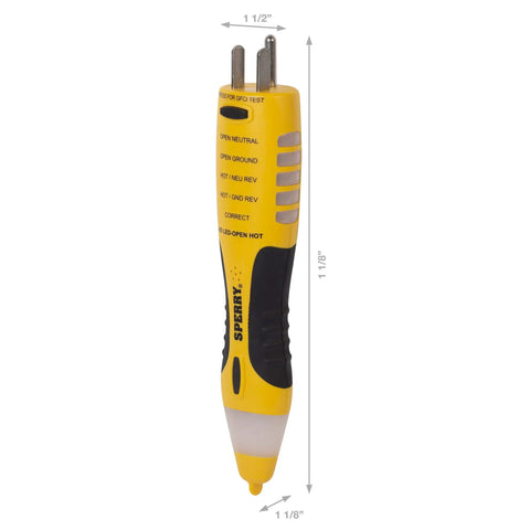 Two In One Non Contact Voltage Detector And GFCI Outlet Circuit Analyzer With 360 Degree Visual And Audible Alerts, yellow body