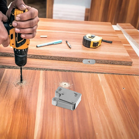 Push Open Cabinet Door Catch 2 Pack Stainless Steel Roller Latch installation on wooden furniture