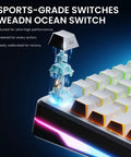Heavy Hitter 75 Percent Wireless Mechanical Keyboard With A Dope Gasket Mount And Sleek Pure White Shell showing Eweadn Ocean switch details.