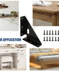 Heavy Duty Corner Brackets 24 Pack With 144 Screws, Metal Gusset Joints For Rock Solid Furniture Support displayed in various furniture applications.