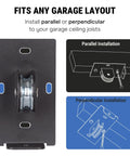 Garage Ceiling Cargo Hoist With Metal Pulley System Capable Of Holding 150 Lbs 5.5 Inch Low Profile Storage Lift for installation