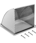 8 Inch Dryer Vent Cover With Screen Mesh Stainless Steel Wall Vent Cap 12x12 with screws, side angle view