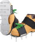 Durable Lawn Aerator Shoes With 3mm Metal Base And Bend Resistant Spikes pre assembled with adjustable straps in blue