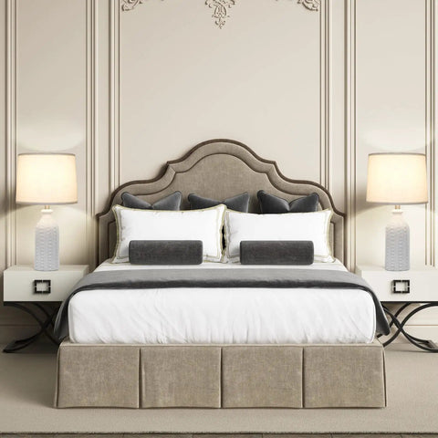 Set Of 2 White Ceramic Table Lamps 24.5 Inches Tall 3 Way Dimmable Bedside Lights With White Drum Shade beside bed