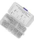 Beefy Heavy Duty Stainless Steel Cotter Pin Clip Kit 100 Piece Assortment With Portable Storage Case open showing contents.