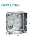 No Nonsense 4 Inch Square Metal Electrical Junction Box Two Gang Wire Housing With Ten Half And Six Three Quarter Knockouts side view with dimensions.