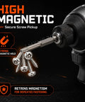 10 Piece 5 Point Security Torx Bit Set With Tamper Proof Star Driver Head Magnetic S2 Alloy Steel Quarter Inch Hex Shank TT8 To TT45 Sizes showing screws and magnetic holder.