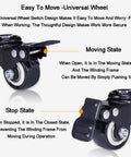 Universal wheel for Rugged Wire Spool Rack For Cable Reels Steel Wire Dispenser, showing moving and stop states.