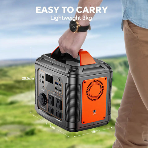 Heavy Duty 296Wh Portable Power Station With 13 Output Ports Powers Laptops And Car Fridges Simultaneously Off Grid Solar Generator being carried, lightweight and compact.