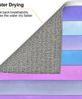 Wood Grain Print Dish Drying Mat 16x18 Inches with colorful microfiber surface and gray non-slip backing, showing breathability feature.
