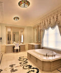 Tiffany Style 3 Light Ceiling Fixture, 16 Inch Stained Glass Flush Mount in elegant bathroom setting