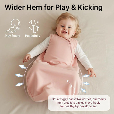 Baby in Cozy Bamboo Rayon Sleep Sack For Babies 6 To 12 Months 1.0 TOG All Year Wearable Blanket With 2 Way Zipper on a bed