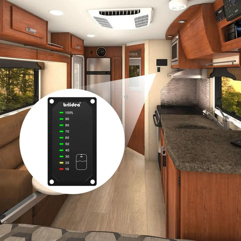 RV Water Tank Level Monitor With LED Indicator, Easy Panel Kit for motorhome interior, real-time fresh water level readout installed