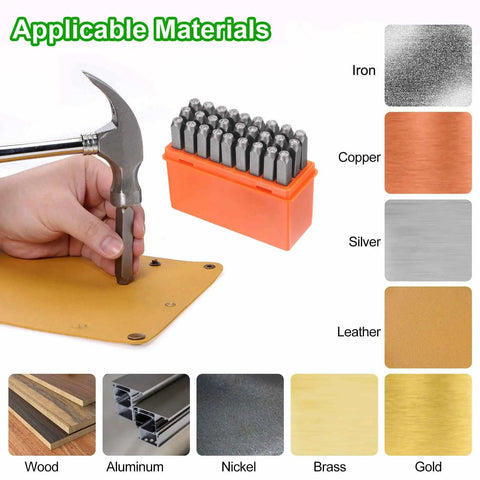 36 Piece Metal Stamping Kit With 5 Millimeter Uppercase Letter And Number Punch Stamps Set for metal, plastic, wood, leather use