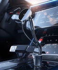 Heavy Duty 15W MagSafe Car Phone Charger Featuring Badass Magnetic Vent Mount in Car, flexible arm adjusts for optimal viewing