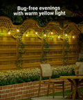 Garden fence lit by Six Pack Yellow LED Bug Light Bulbs Outdoor A19 Dusk To Dawn With Auto On Off Photocell Sensor 9W