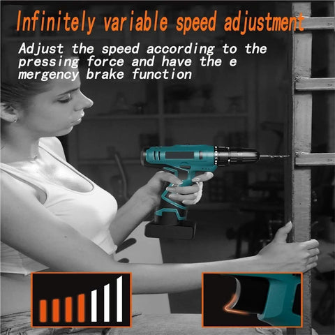 Total Ripper Cordless Drill 168 Volt Rechargeable Power Tool with ergonomic grip for variable speed adjustment in use.