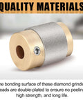1-inch diamond grinding head, side view, brass end caps with diamond-coated surface for glass grinding.
