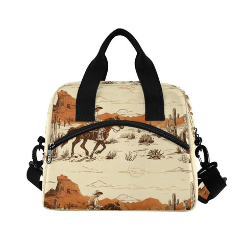 Desert Cowboy Vibe Cooler Bag For Lunch Insulated 10L Leakproof Portable Lunch Box with cowboy print and adjustable strap