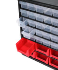 36 Drawer Craft Organizer Bin Heavy Duty Metal Hardware Storage for nails, nuts, bolts, Legos, and small parts with mini and large drawers.