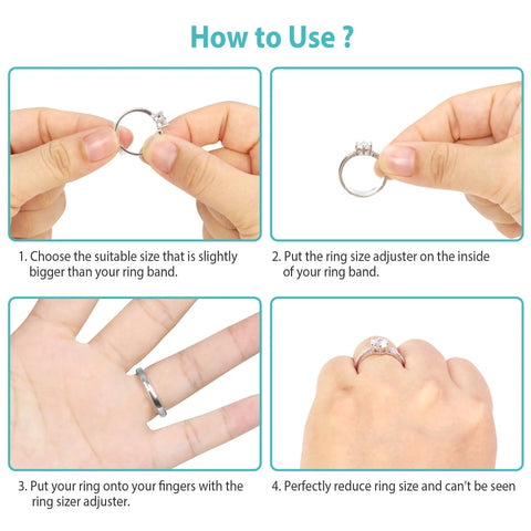 Steps to use Low Profile Ring Size Adjuster For Loose Thin Rings 1mm To 4mm Fits Women Virtually Invisible TPU Sizer