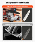 Badass Three In One Compact Belt Sander Setup With 13 Inch Sanding Strap And 2.75 Inch Grinding Wheel Combo For Woodworking Jewelry Tweaking Or Knife Edge Tuning Featuring Quick Seven Speed Dial And Slick Forward Reverse Switches For Killer Weekend, showcasing knife sharpener with a 15-degree bevel.