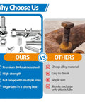 Comparison of 520 Piece M4 M5 M6 M8 Hex Bolts Nuts Washers All In One Dope Kit in 304 Stainless Steel vs rusty bolt