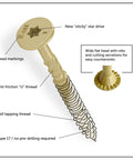 50 Pack 5/16 Inch X 4 Inch T40 Star Drive Structural Screws For Decking Framing Heavy Duty detailed view showcasing gold coating and threads.