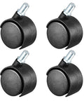 Rollin Smooth With These Top Notch Premium Nylon Caster Wheels 4 Pack 1.5 Inch Swivel Twin Design Silent Glide M8 Threaded Stem Built Tough For Office Chairs Lockers And Utility Carts - black nylon caster wheels with threaded stems.