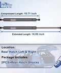 Heavy Duty Rear Hatch Shock Struts For Scion Tc 2005 To 2010 Trunk Liftgate Gas Springs Direct Fit 4597 size details shown