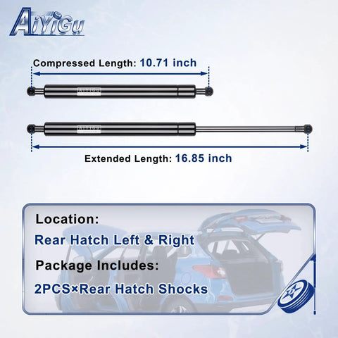 Heavy Duty Rear Hatch Shock Struts For Scion Tc 2005 To 2010 Trunk Liftgate Gas Springs Direct Fit 4597 size details shown