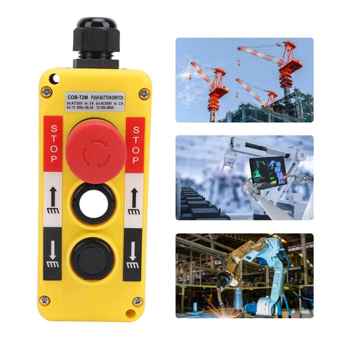 Beefed Up Industrial Hoist Crane Push Button Switch IP68 Waterproof With Emergency Stop AC 250V 5A And AC 500V 2A