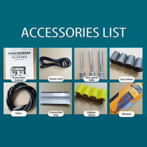 Accessories list for Smart Automatic Wire Stripper Machine With Intelligent Cable Twister And Copper Stripper Cutter.