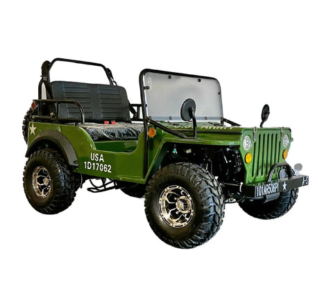 Army Green 125cc Go Kart For Young Adults And Teens 16 Plus With Semi Automatic Transmission And Reverse For A Smooth Ride
