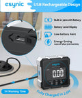 IP54 Waterproof Digital Angle Finder With Pro Grade Laser Level Portable Box Type C Rechargeable Four Side Magnetic Gauge Backlit LCD Display For Woodworking Construction Carpentry Metal Fabrication, USB rechargeable