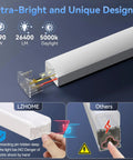 Hexagon 5000K LED Garage Lights 25 Pack Ultra Bright Ceiling Shop Light graphic showing design and connection features