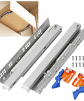 High Capacity 14 Inch Push To Open Soft Close Undermount Drawer Slides featuring heavy duty components and assembly screws.