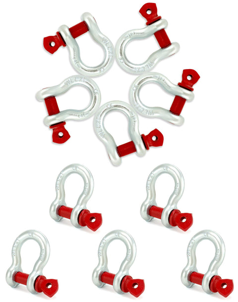 Heavy Duty Half Inch Anchor Shackles Alloy Screw Pin Forged Carbon Steel Ten Pack D Ring Shackles Two Ton 4400 Lbs Working Load Limit
