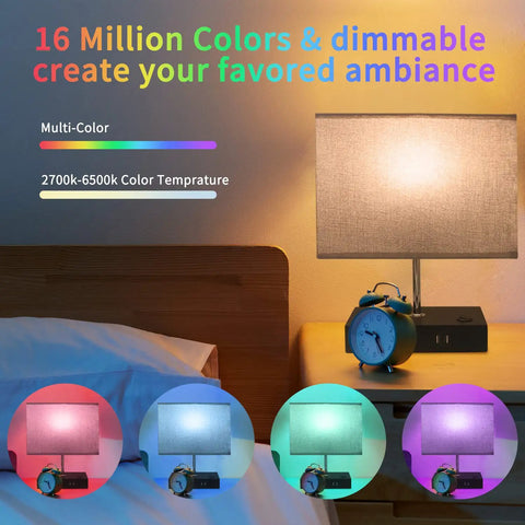 Color Changing Smart Lamp For Bedroom With App Control And WiFi Alexa Support, RGB Dimmable Table Lamp on Nightstand
