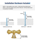 Installation hardware for 10 Pack Single Hole Brushed Antique Brass Cabinet Handles And Zinc Drawer Pulls, screw sizes shown.