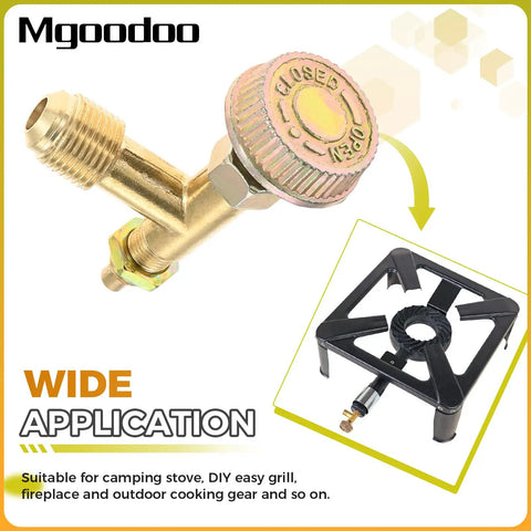 Three Eighths Inch Male Flare Propane Gas Inlet Valve Kit for Range Stoves with Needle Control and Beefy Brass Casting