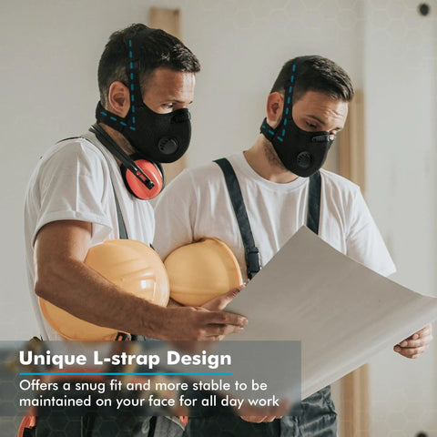 M Pro Dust Mask For All-Day Comfort, Reusable Respirator Mask For Dust And Woodworking with lightweight design being worn by workers